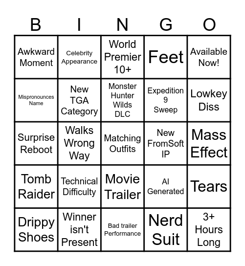 Game Awards 2025 Bingo! Bingo Card