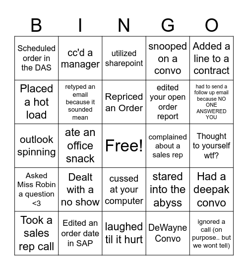 CSR BINGO Card