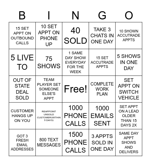SERVICE BDC BINGO Card