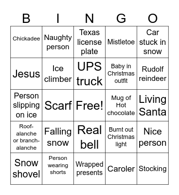 Mountain Christmas Bingo Card