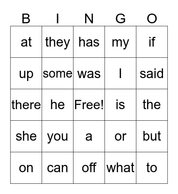 Sight Words 2 (set3) Bingo Card