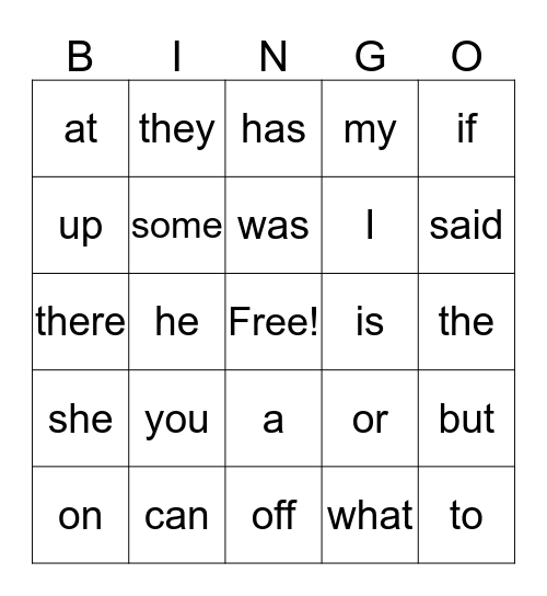 Sight Words 2 (set3) Bingo Card