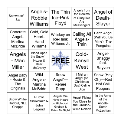 Snow Angels Bingo Card