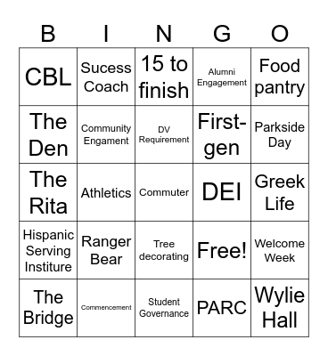 Parkside Culture Bingo Card