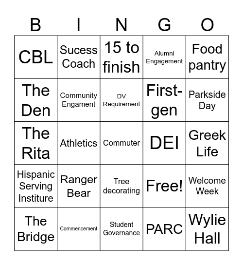 Parkside Culture Bingo Card