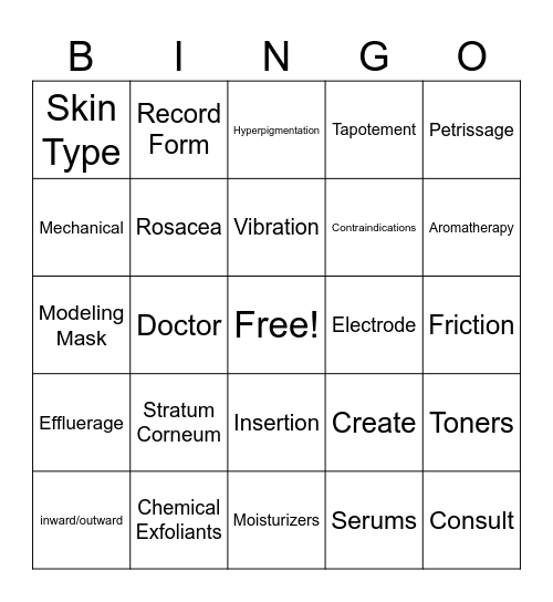 Pivot Point Facials Bingo Card