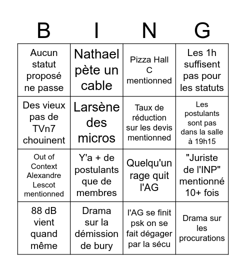 Bingo AG CAn7 Bingo Card