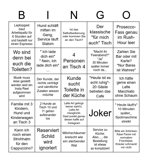 Café Einzigartig Bingo Card