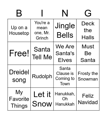 Musical Bingo Card