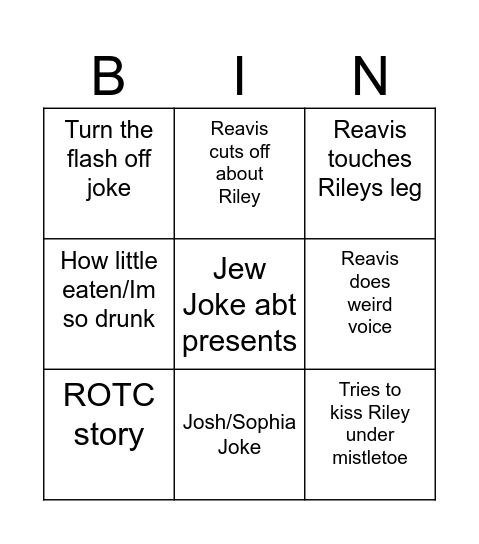White Elephant Bingo Card