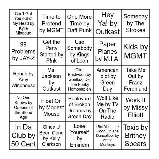According to Rolling Stone: The 00's Bingo Card