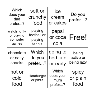 GMF 3 Unit 4 Prefer Bingo Card
