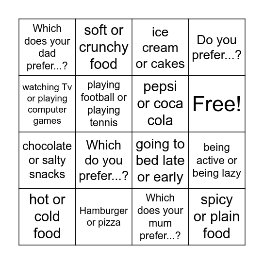 GMF 3 Unit 4 Prefer Bingo Card