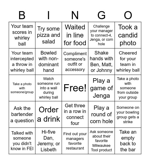 MTool FEI Bingo Card