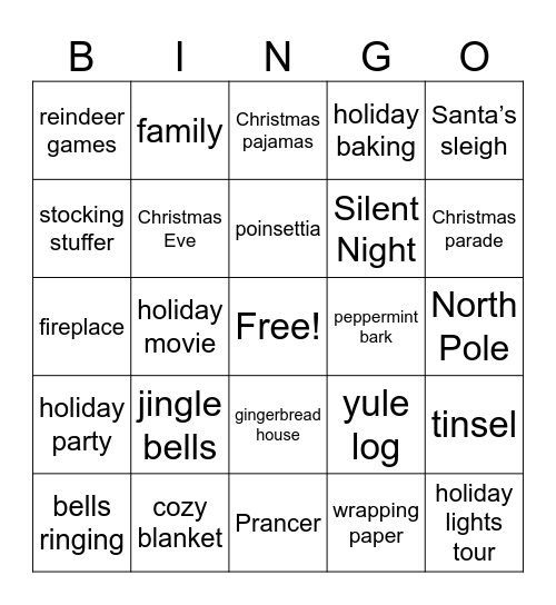 Reindeer Games Bingo Card