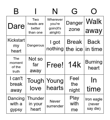 Game 2-12/3/25 (80's adventures) Bingo Card