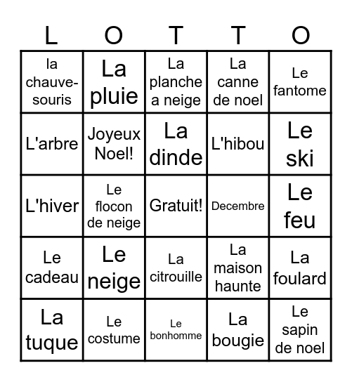 Lotto de Noel! Bingo Card