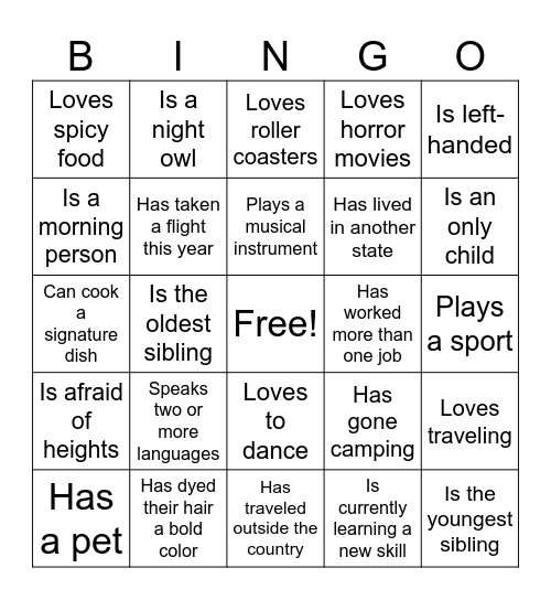 Human Bingo Sprint Bingo Card