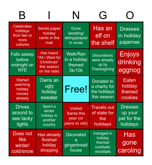 Winter Holiday Bingo 2025 Bingo Card