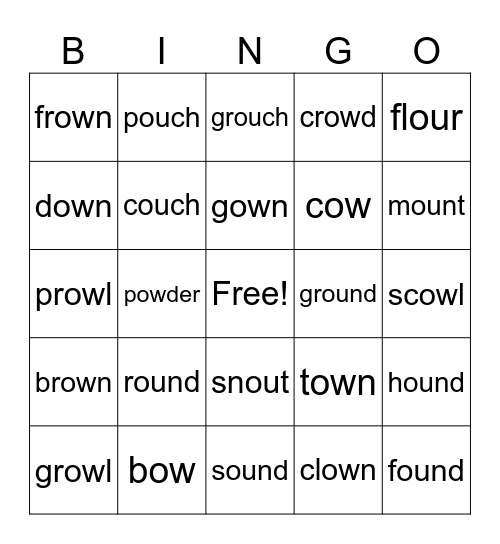 OU OW Bingo Card
