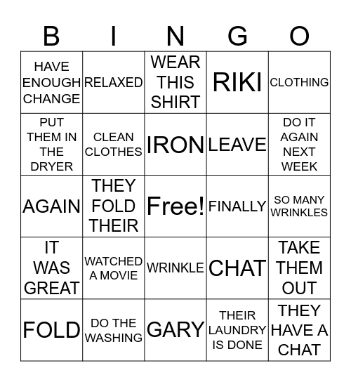 WASHING Bingo Card