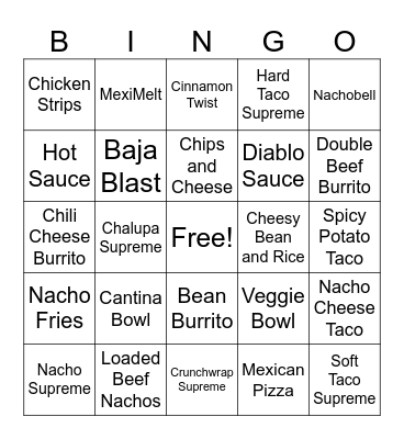 Taco Bell Christmas 2025 Bingo Card