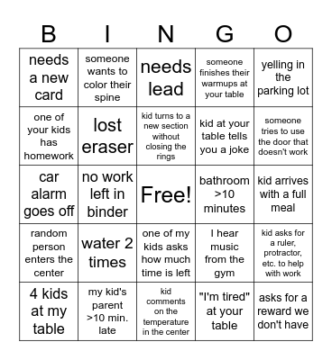 Mathnasium Bingo Card
