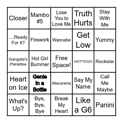 Music Bingo Card