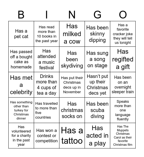 Jingle and mingle 🎄 Bingo Card