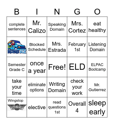 ELPAC Bingo Card