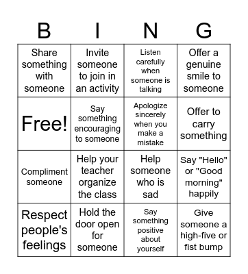 Compassion Bingo Card
