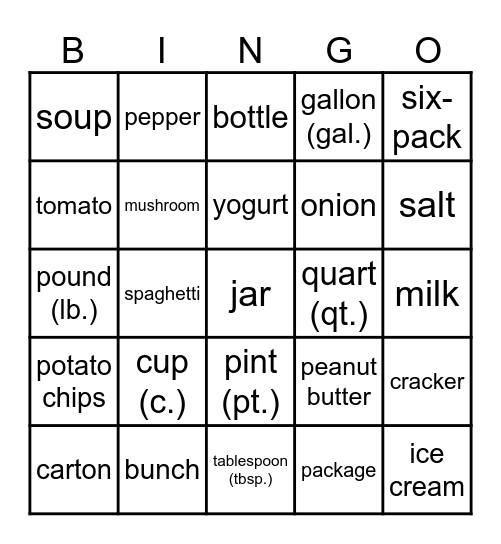 Step Forward Unit 7 Bingo Card