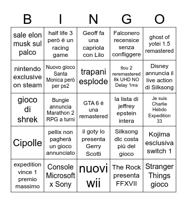 BINGO TGA 2025 Bingo Card