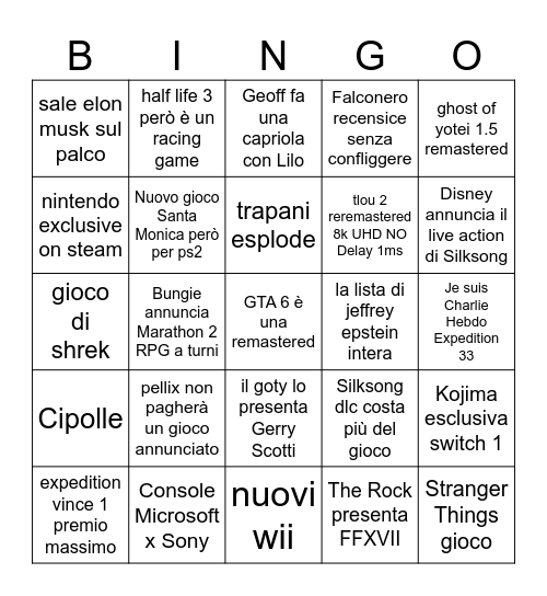 BINGO TGA 2025 Bingo Card