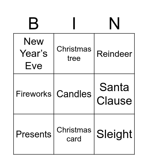 Christmas Bingo Card