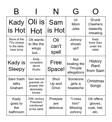 TRIVIA NIGHT Bingo Card