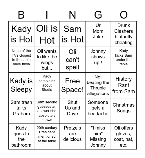 TRIVIA NIGHT Bingo Card