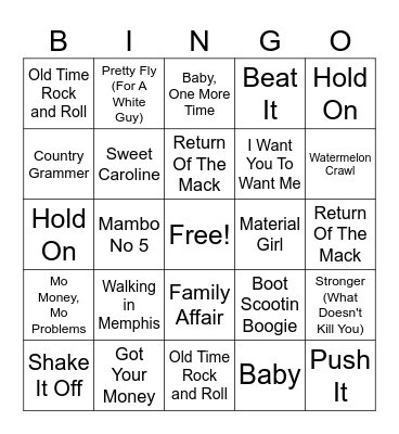 MUSIC BINGO Card