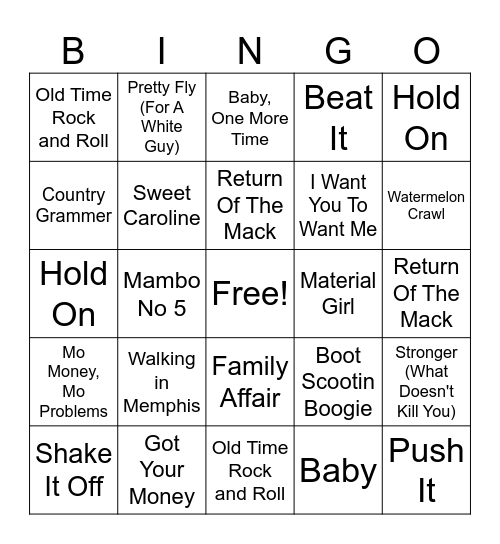 MUSIC BINGO Card