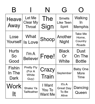 MUSIC BINGO Card