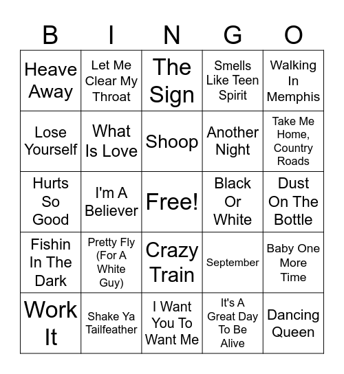 MUSIC BINGO Card