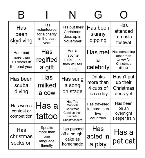Jingle and mingle 🎄 Bingo Card
