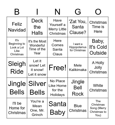 Classic Christmas Bingo! Bingo Card