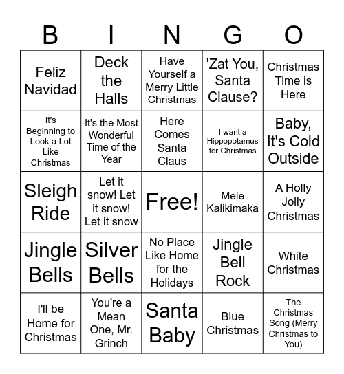 Classic Christmas Bingo! Bingo Card