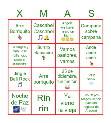 Bingo de Navidad: Villancicos - HH party Bingo Card