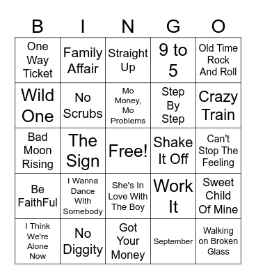 MUSIC BINGO Card