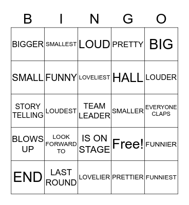 COMPETITION Bingo Card