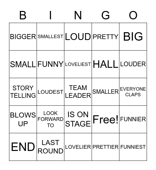 COMPETITION Bingo Card