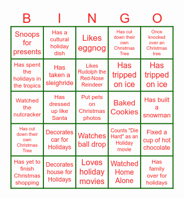 Holiday Bingo Card