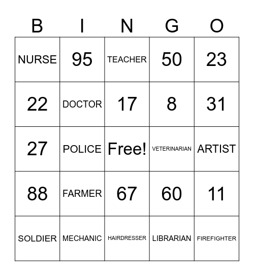 ASL CLUB (DEC 3)- COMMUNITY HELPER AND NUMBERS Bingo Card